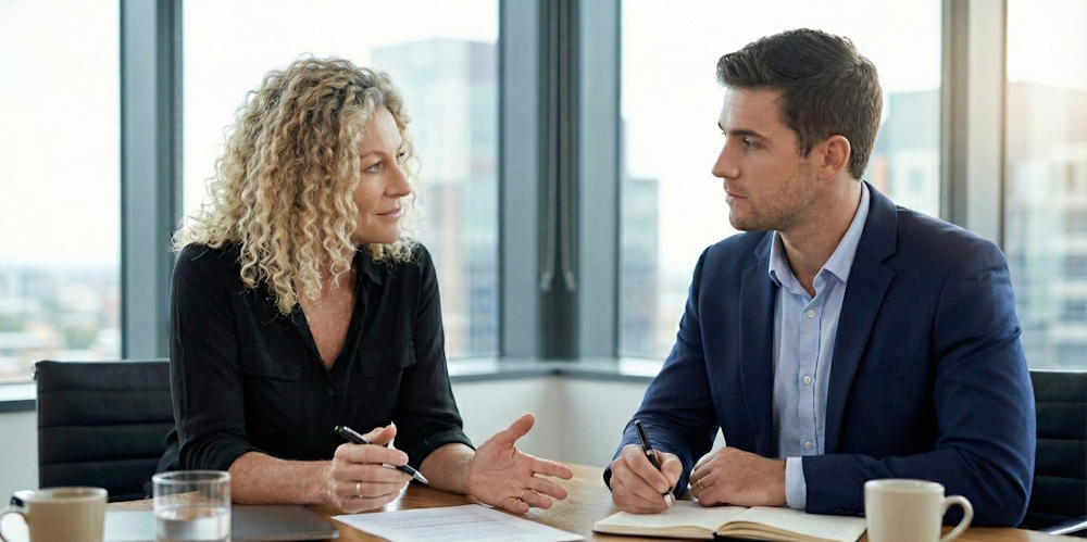 Fiona Mogridge in a one on one executive coaching conversation